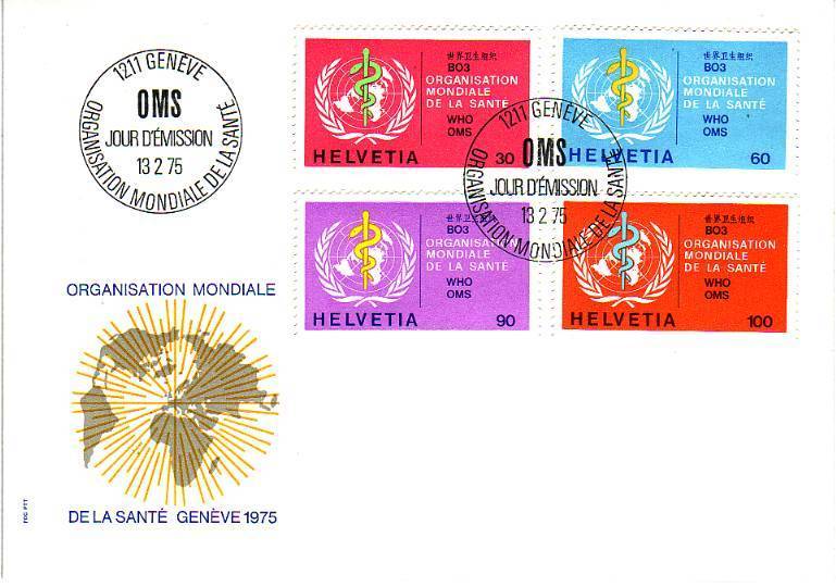 Organisation Mondiale De La Santé. Une Enveloppe FDC Et Quatre Enveloppes Circulées - Other & Unclassified