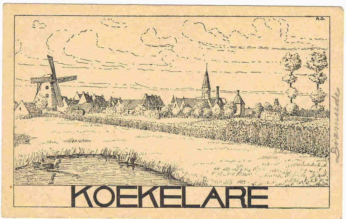 KOEKELAERE  -  TEKENING PANORAMA   MET MOLEN - Koekelare