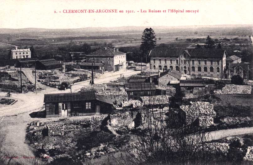 Cpa Clermont En Argonne En 1921 (55, Meuse) Ruines Et Hôpital Rescapé. Edit Gauvain - Clermont En Argonne