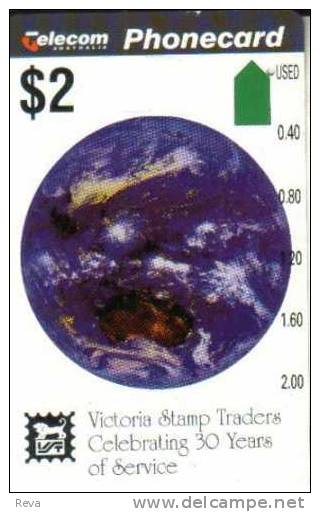 AUSTRALIA $2 VICTORIA STAMPS DEALERS CARD EARTH FROM SPACE VIEW SOLD AT BIG  PREMIUM  AUS-204  1 HOLE READ DESCRIPTION ! - Australien