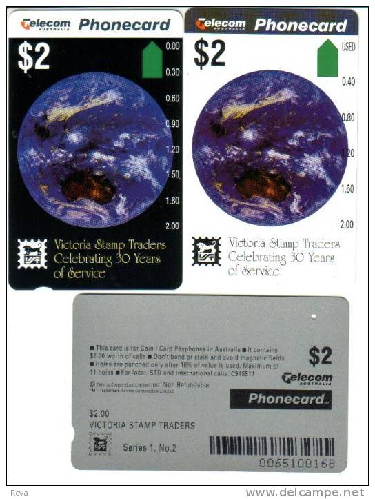 AUSTRALIA $2 VICTORIA STAMPS DEALERS CARD EARTH FROM SPACE VIEW SOLD AT BIG  PREMIUM  AUS-204  1 HOLE READ DESCRIPTION ! - Australien