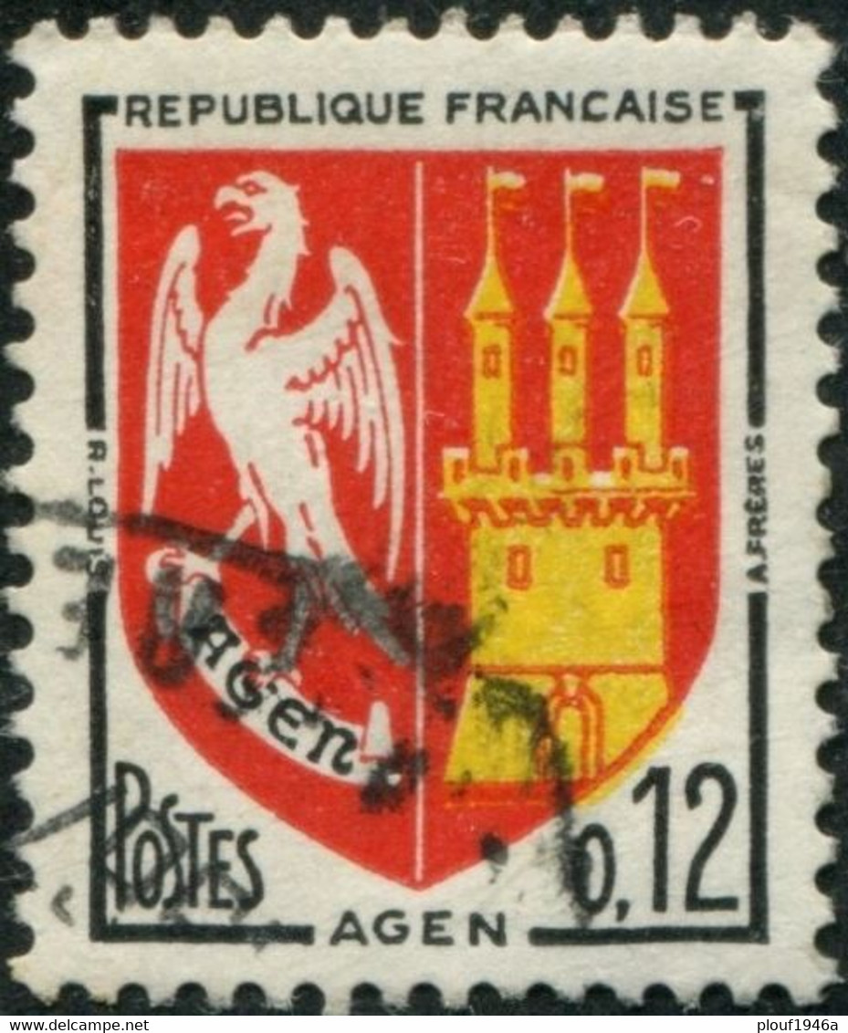Pays : 189,07 (France : 5e République)  Yvert Et Tellier N° : 1353 A (o) - 1941-66 Coat Of Arms And Heraldry