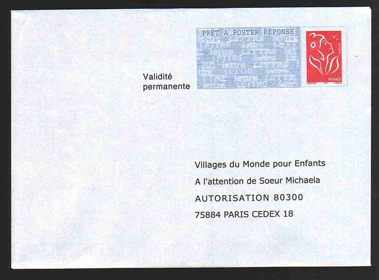 Entier Postal PAP Réponse Villages Du Monde Pour Enfants PARIS Autorisation 80300, N° Au Dos:0510581 - Prêts-à-poster:Answer/Lamouche