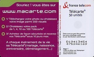 @+ Télécarte MACARTE.COM - FOU D´AMOUR - 50U - OB1 - NUMEROS GRAS - 10/01. - 2001