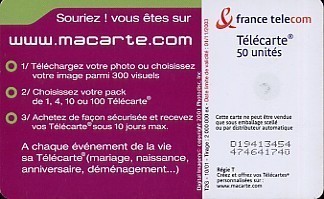 @+ Télécarte MACARTE.COM - FOU D´AMOUR - 50U - OB1 - NUMEROS MAIGRES - 10/01. - 2001