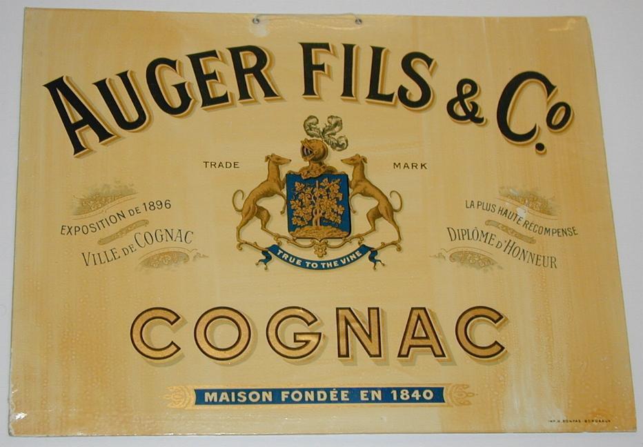 Publicité  Cartonnée "COGNAC AUGER FILS" - Paperboard Signs