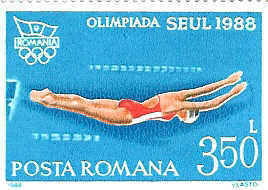 NATATION TIMBRE NEUF ROUMANIE JEUX OLYMPIQUES SEOUL 1988 - Zomer 1988: Seoel