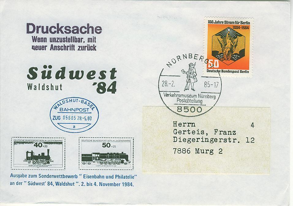 B1130 Transport Du Courrier Facteur Musee Allemagne 1985 Cachet Illustre - Museums