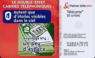 @+ Télécarte AVANTAGE CABINES N° 4 - 50U - OB1 - NUMEROS GRAS - 11/01. - 2001