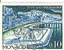 NATATION TIMBRE OBLITERE STADE NAUTIQUE RAINIER 3 MONACO 1962 - Natation