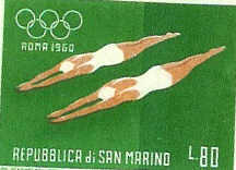 NATATION TIMBRE NEUF NON DENTELE PLONGEON REPUBLIQUE DE SAN MARINO JEUX OLYMPIQUES DE ROME 1960 - Verano 1960: Roma
