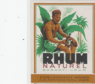 457 / ETIQUETTE DE RHUM  ETABLISSEMENTS NOVARO 21, 25 PLACE BLAISE PASCAL LE HAVRE - Rum