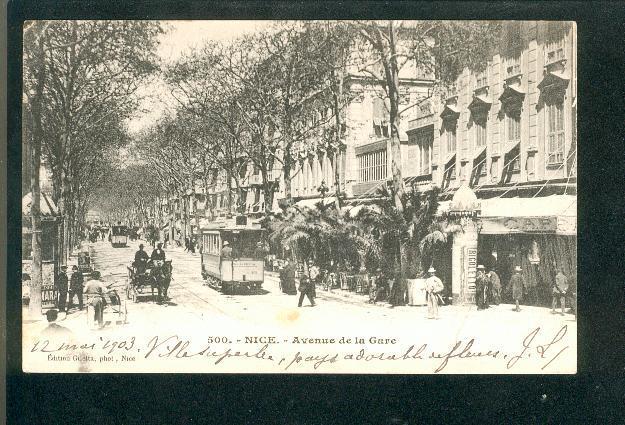 Nice - Avenue De La Gare (animée, Tramway, Précurseur 1903) - Straßenverkehr - Auto, Bus, Tram