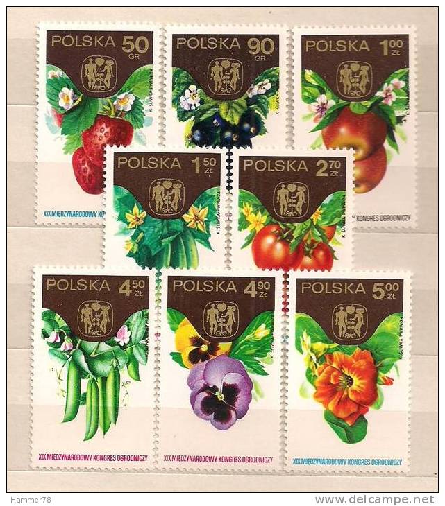 POLAND 1974 FRUITS VEGETABLES & FLOWERS Set MNH - Ongebruikt