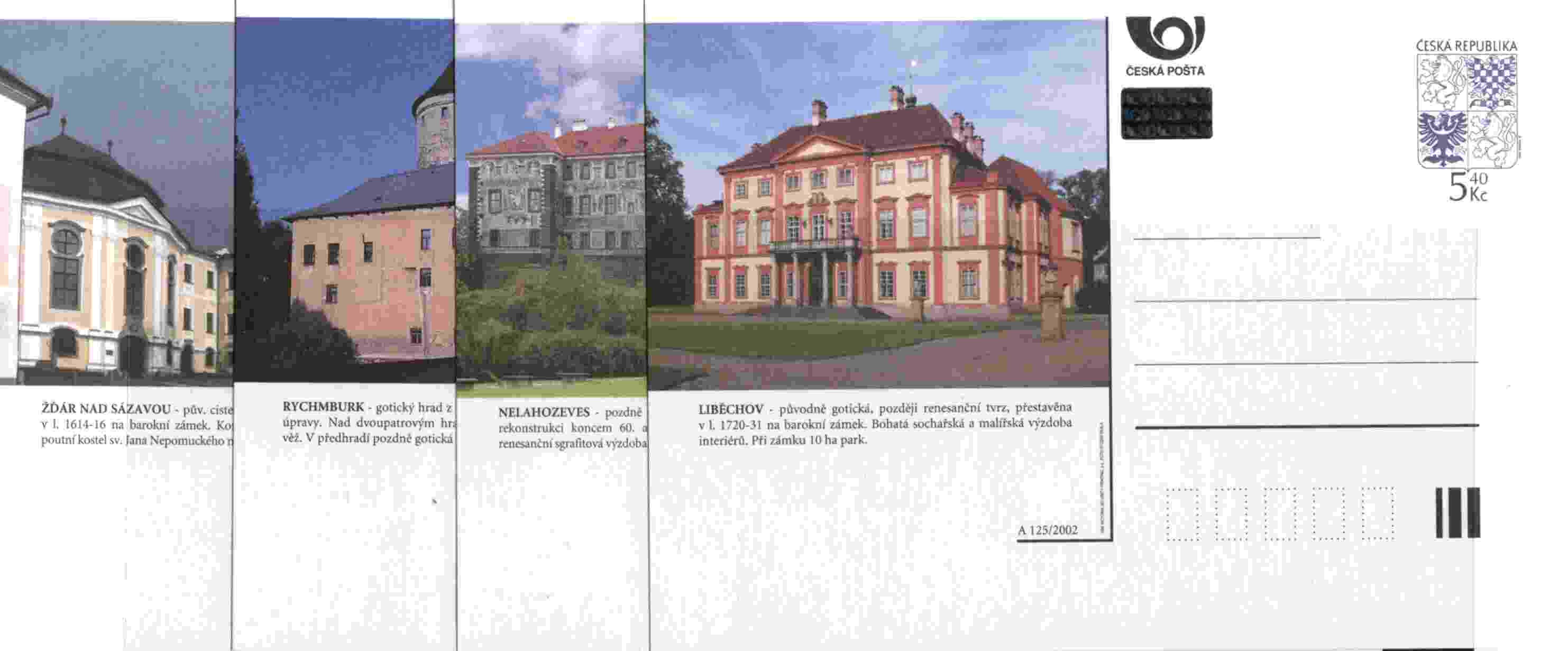 Lot De 8 Entiers Postaux Sur Carte Postale Avec Illustrations "Chateaux Tchèques" De 2002 - Postkaarten