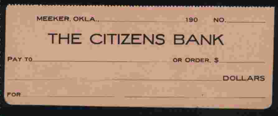 CHEQUE / CHECK : THE CITIZENS BANK ( OKLAHOMA) - Other - America