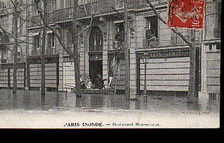 CP Ancienne  Animée - Paris Inondé - Boulevard Haussmann Obl Du 26 Novembre 1912 Pour Caudry Nord - Überschwemmungen