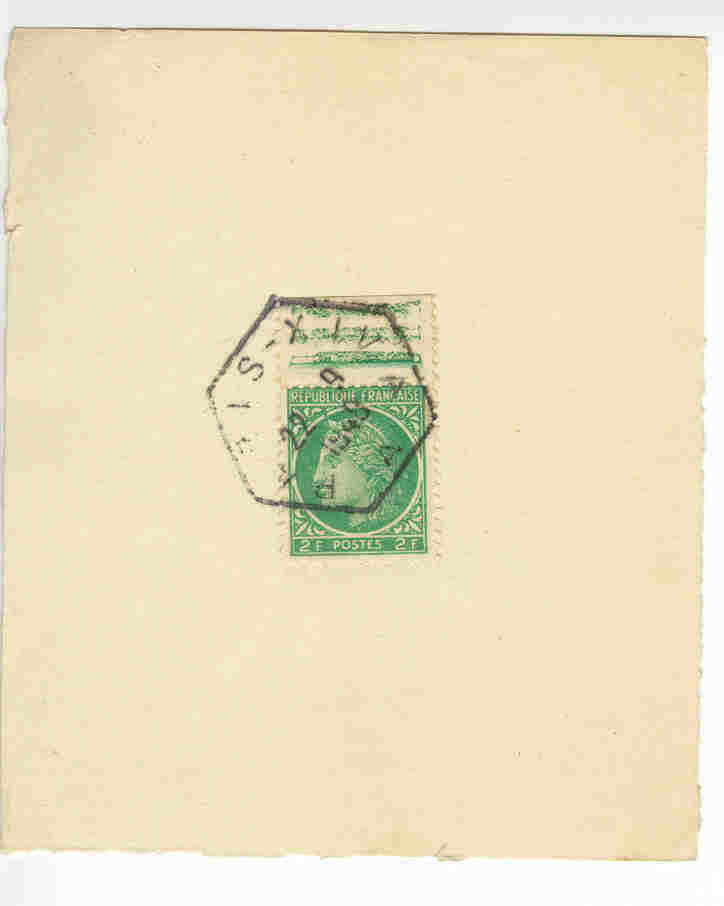 2f Vert Cérès De Mazelin Timbre Seul Sur Feuillet Oblitéré D'un Cachet De PARIS 14 A 22/09/48 Bureau Peu Courant - 1945-47 Ceres (Mazelin)