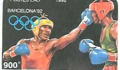 BOXE TIMBRE NEUF ETAT DU LAOS JEUX OLYMPIQUES BARCELONE 1992 - Boxeo