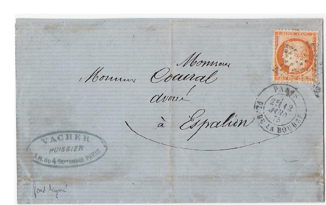 N  38  Oblitération  Place De La Bourse   Variété  Fond Ligné - 1870 Siege Of Paris