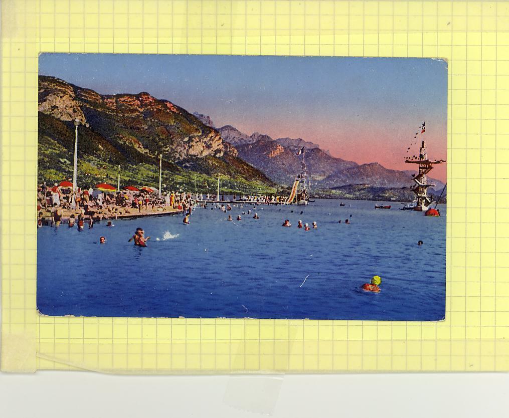 74 - Lac D'Annecy - La Plage Et Le Mont Veyrier - CPA Couleur 1950, Animée - Ed Gil N° 1105 - Annecy