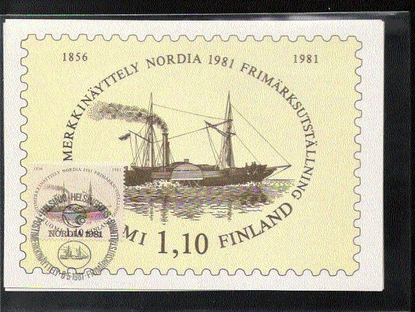 FINLANDE CARTE MAXIMUM  YVERT 844 NORDIA 1981 - Maximumkarten (MC)