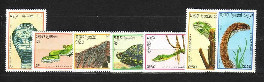 Kampuchea 1988 Reptiles 7v Set MNH** VF - Kampuchea