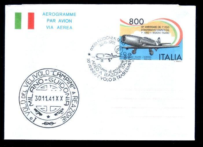 Italia 1991 Aerograme,special Cancellation. - Airmail
