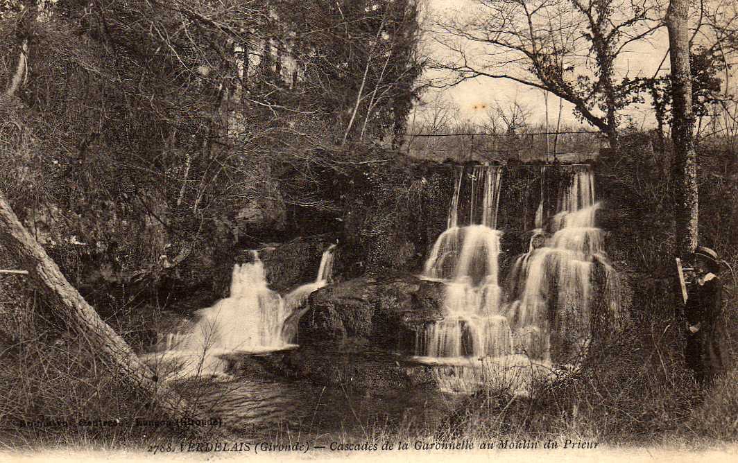 33 VERDELAIS (environs De Langon) Cascades De La Garonnelle Au Moulin Du Prieur, Animée, Ed Gautreau 2788, 191? - Verdelais