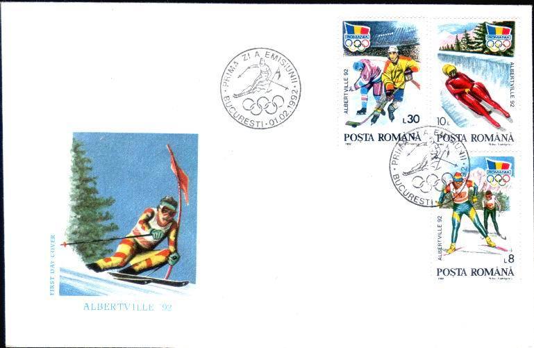 Romania X3, FDC,1992 With Winter Olympic Games Albertville Full Set . - Winter 1992: Albertville