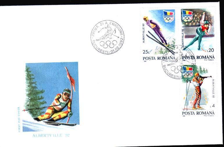 Romania X3, FDC,1992 With Winter Olympic Games Albertville Full Set . - Winter 1992: Albertville