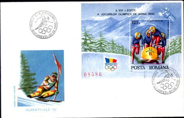 Romania X2, FDC,1992 With Winter Olympic Games Albertville Sheet Perforated + Imperforated . - Hiver 1992: Albertville