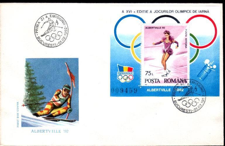 Romania X2, FDC,1992 With Winter Olympic Games Albertville Sheet Perforated + Imperforated . - Winter 1992: Albertville