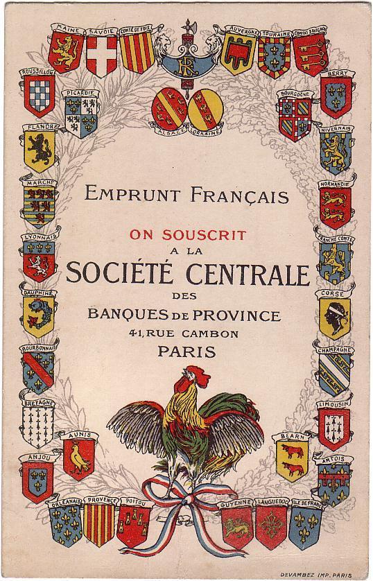 BANQUES / Emprunt Français On Souscrit à La SOCIETE CENTRALE Des Banques De Provinces 41 Rue Cambon PARIS / D 3711 - Banques