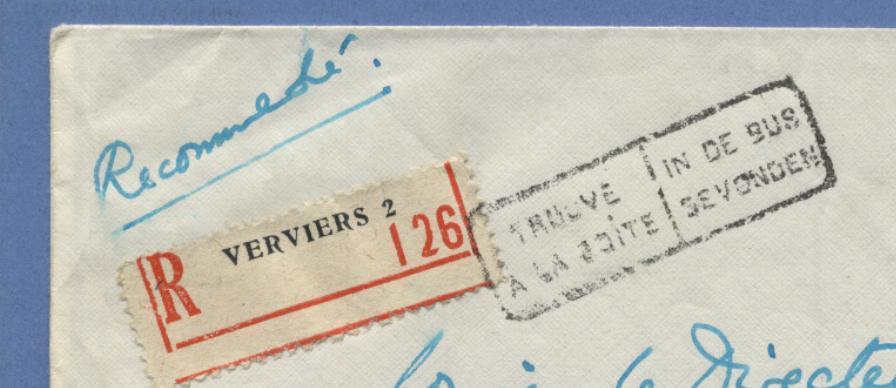 768+771 Op Aangetekende Brief Met Cirkelstempel VERVIERS Op 6/9/50 + Stempel IN DE BUS GEVONDEN / TROUVE A LA BOITE !!! - 1948 Export