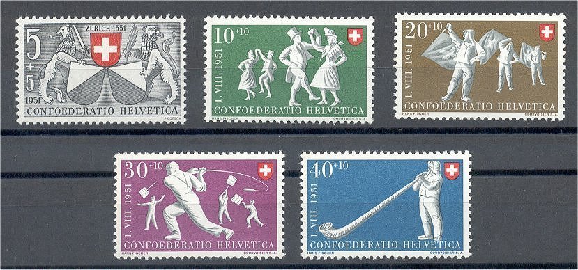 SWITZERLAND - SEMIPOSTALS \'SPORTS\' 1950 + 1951 TWO COMPLETE SETS PERFECT NEVER HINGED - Unused Stamps