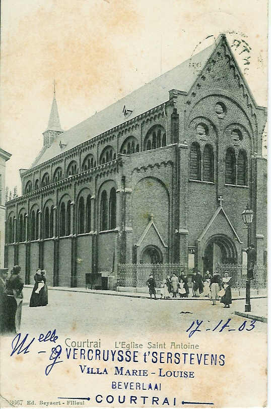 BELG   COURTRAI   3667   L église Saint Antoine   Carte Circulée 1903 - Kortrijk