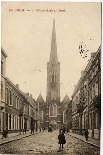 Izegem, Iseghem: St-Hiloniuskerk En Straat. Feldpost - Izegem