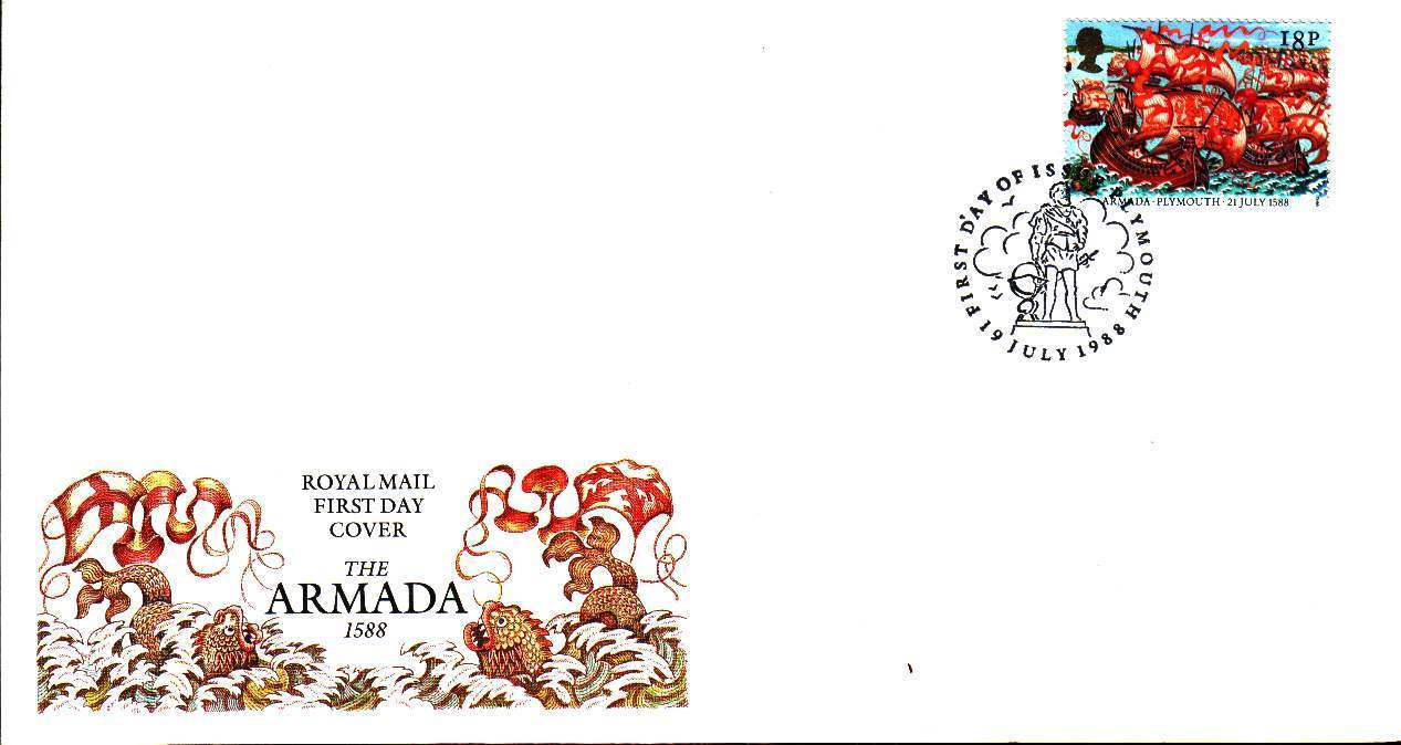 Fdc Transports > Maritime Gb 1988 The Armada 1588 Plymouth 21 July - Marítimo