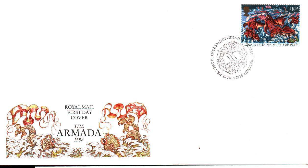 Fdc Transports > Maritime Gb 1988 The Armada 1588 North Sea 30 July 2 Aug - Maritime