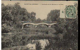 Jolie CP Ancienne 38 Le Pont De Cheruy Les Bords De La Bourbre Isère - Affranchisst Blanc 111 Avec Millésime 6 - Pont-de-Chéruy