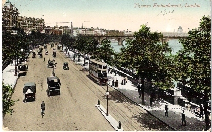 LONDON / Boadicea, Thames Embankement. / 1911. - River Thames