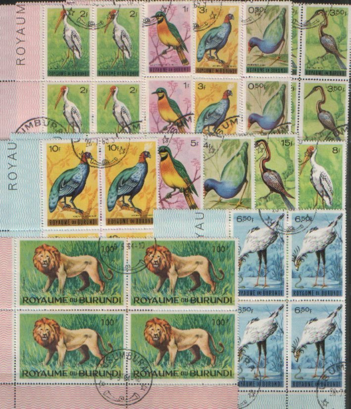 Lot Timbres Afrique > Burundi >  Divers Timbres Burundi  Tous En Bloc De 4  Thèmes Animaux - Gebruikt