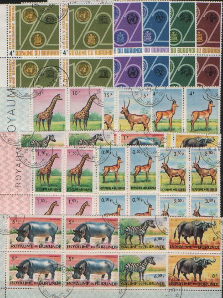 Lot Timbres Afrique > Burundi >  Divers Timbres Burundi  Tous En Bloc De 4  Thèmes Animaux - Oblitérés