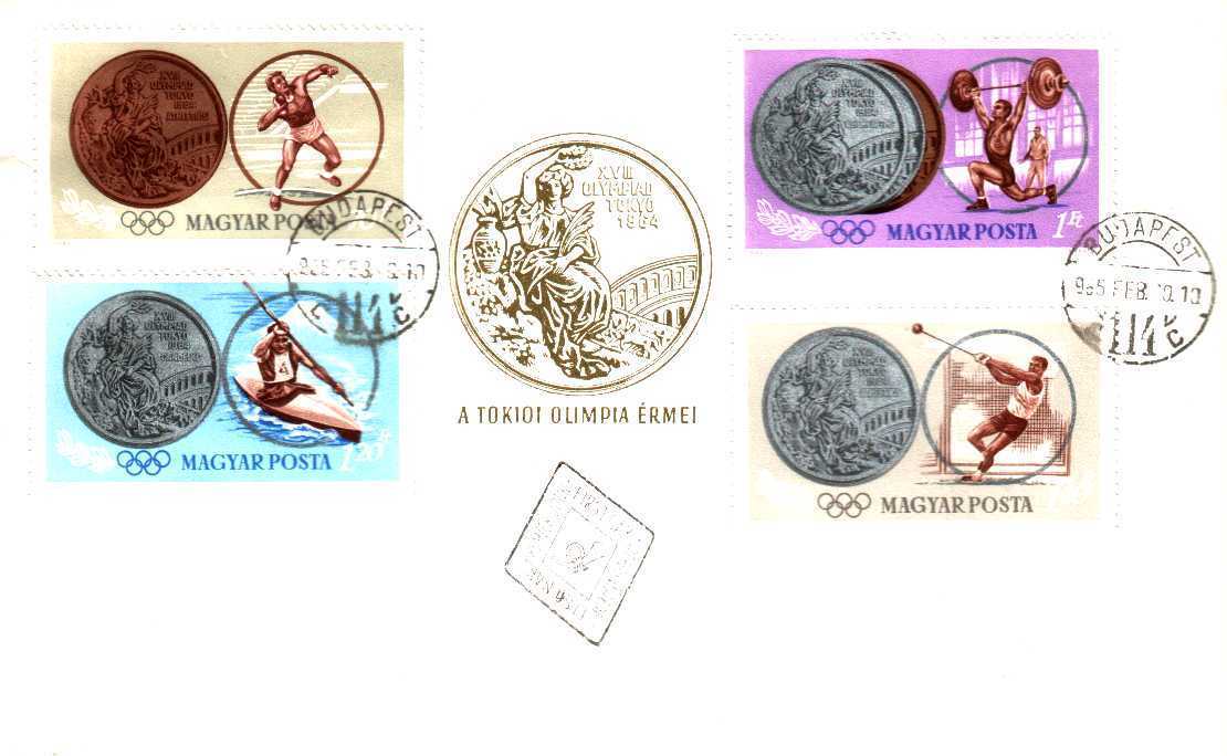 Fdc  Jeux Olympiques > Ete 1964: Tokyo Hongrie 1965 JO Tokyo 1964 Médailles (2) - Summer 1964: Tokyo