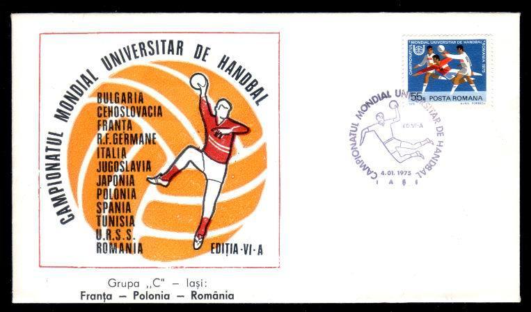 Romania 1975 Special Cover UNUVERSITAR WHORLD CHAMPIONSHIP HANDBALL,4.01.1975 - Balonmano
