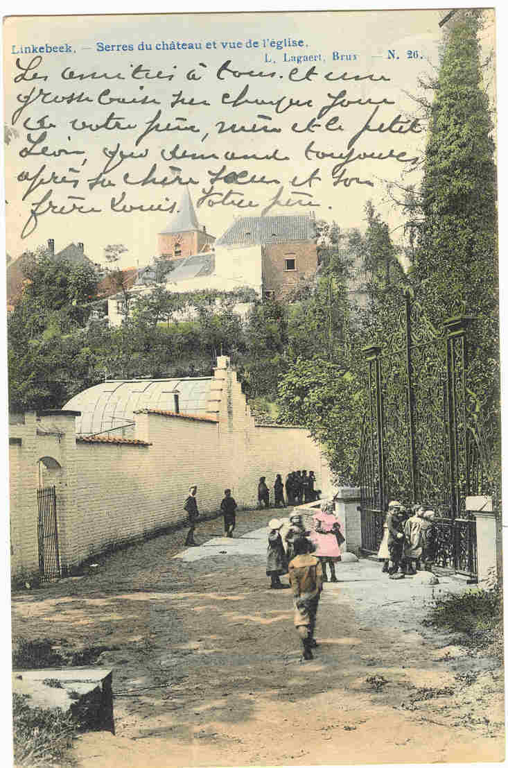 LINKEBEEK - SERRES DU CHATEAU ET VUE DE L'EGLISE - Linkebeek