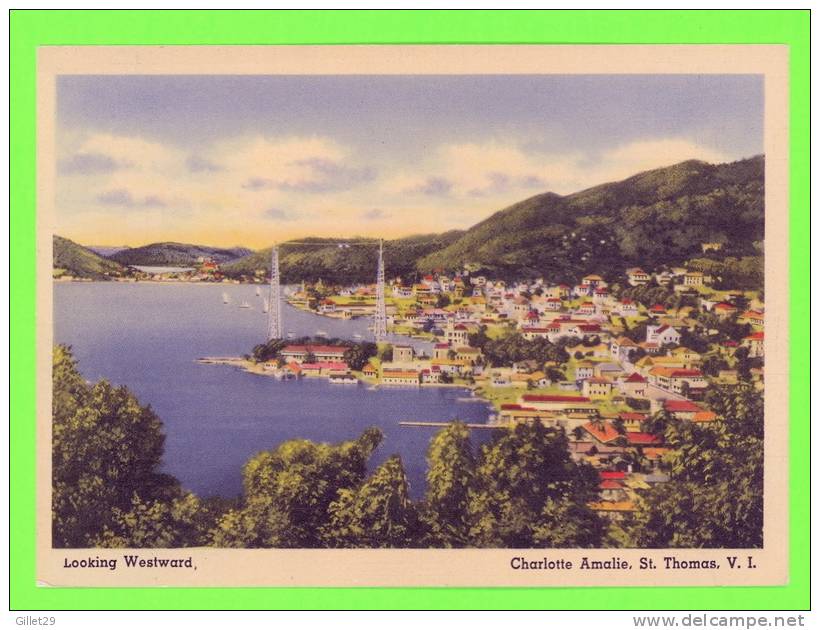 CHARLOTTE AMALIE, ST.THOMAS,V.I. - LOOKING WESTWARD - ACADEMY BOOK STORE - - Jungferninseln, Amerik.