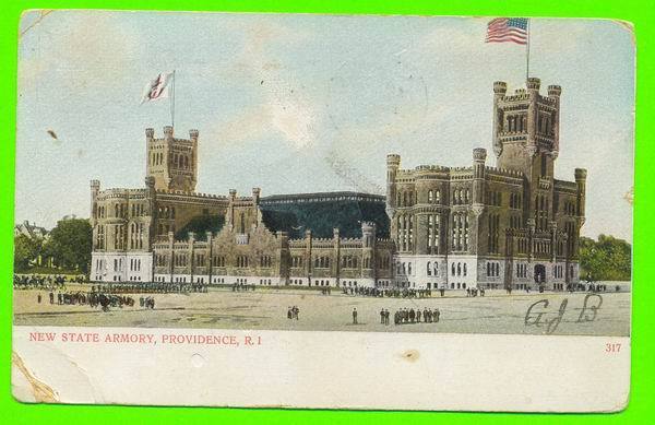 PROVIDENCE, RI - NEW STATE ARMORY - ANIMATED - TRAVEL IN 1907 - UNDIVIDED BACK - PUB W.R. WHITE - - Providence