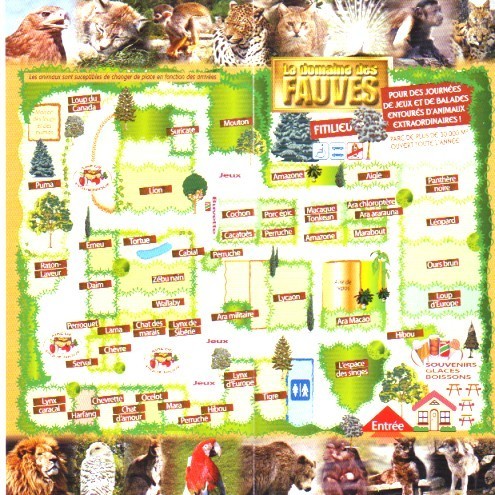 Depliant Touristique Sur Le Domaine Des Fauves (Les Abrets Fitilieu) Avec Tigres, Lion, Loup Et Hibou - Publicités